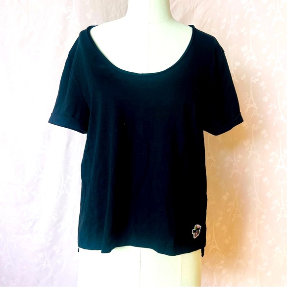 Ted Baker Black 100% Cotton Tee Shirt Size 2 - Picture 2 of 8